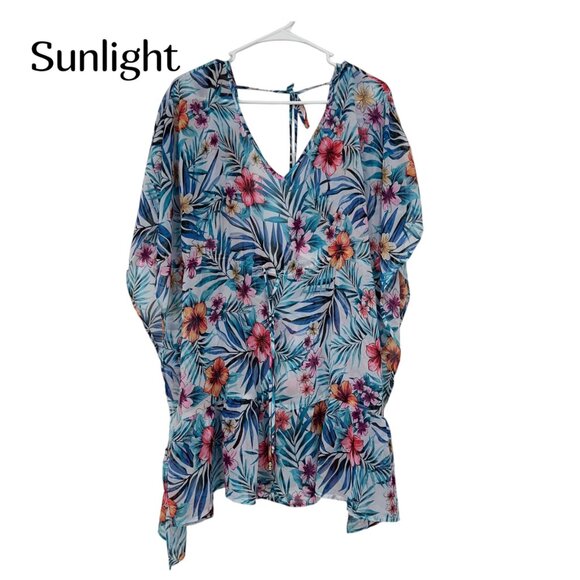 Time and Tru Floral Print Beach Cover-Up Dress SZ M  Tunic Sundress - Picture 1 of 11